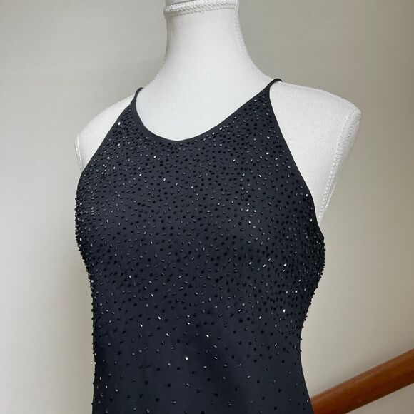 Y2K black beaded formal midi dress whimsygoth dark romance sparkly Medium / 8 - Picture 5 of 7